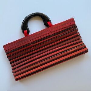 Bamboo Vintage 1960s-Style Hand Bag in Red and Black